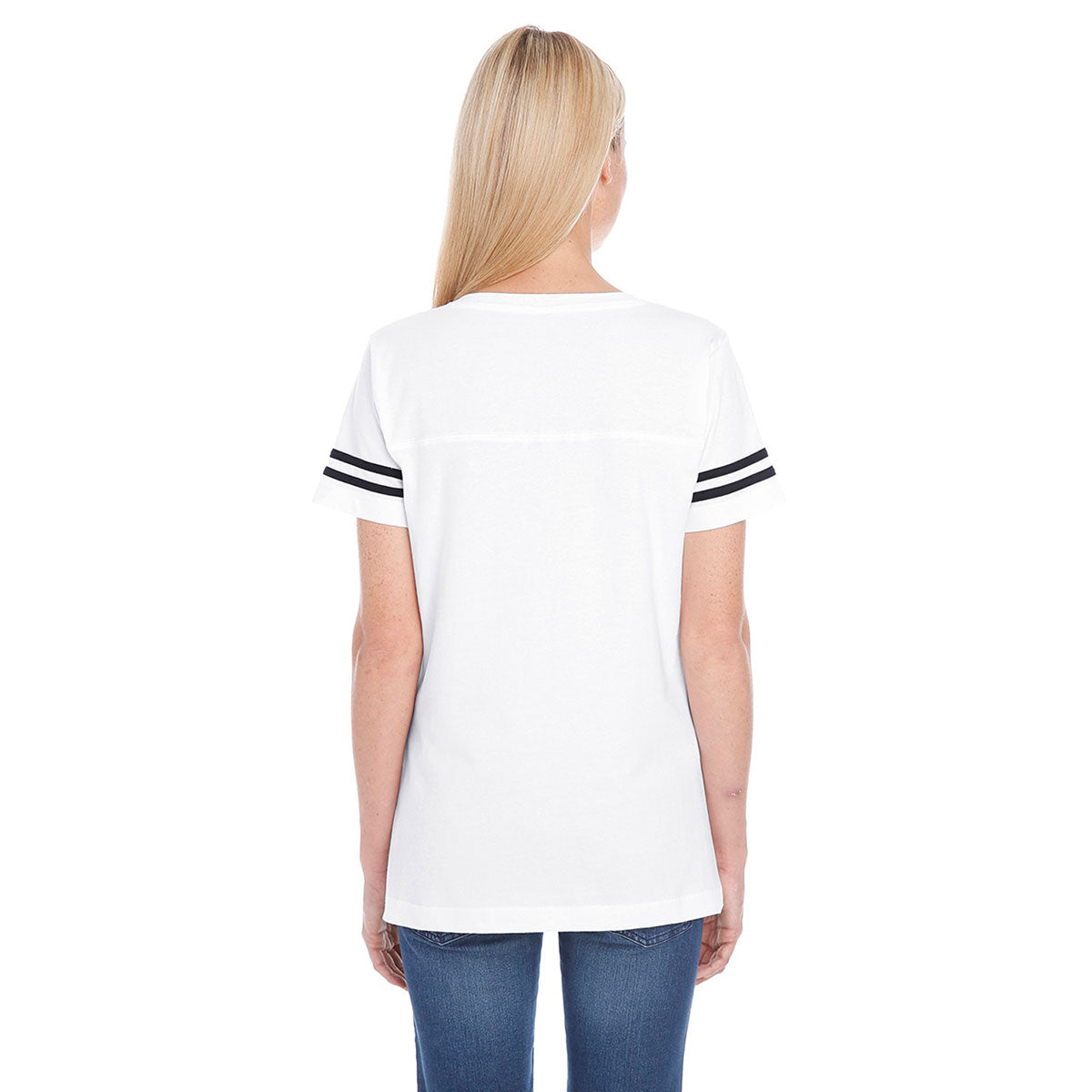 Women's White/Black Football Fine Jersey T-Shirt
