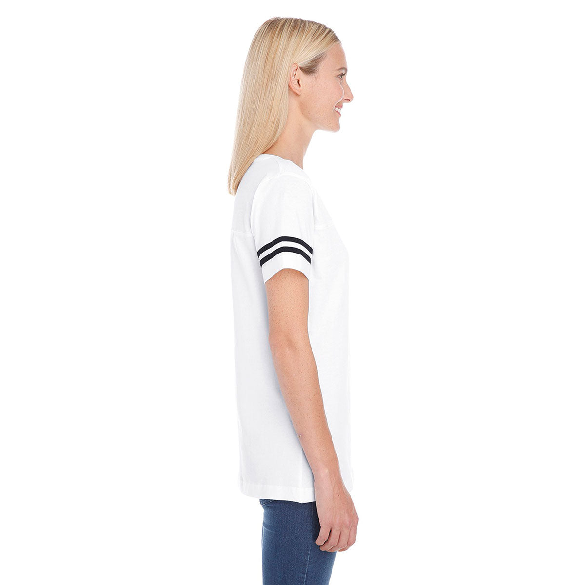 Women's White/Black Football Fine Jersey T-Shirt