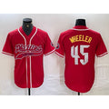 Philadelphia Phillies #45 Zack Wheeler Red HeidiMiller Cool Base Stitched Jersey