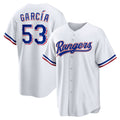 Texas Rangers #53 Adolis Garcia White HeidiMiller Home Replica Jersey