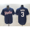 New York Yankees #3 Babe Ruth Navy HeidiMiller Cool Base Stitched Jersey