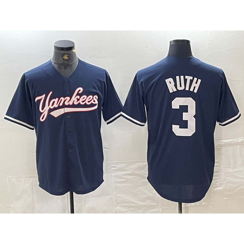 New York Yankees #3 Babe Ruth Navy HeidiMiller Cool Base Stitched Jersey
