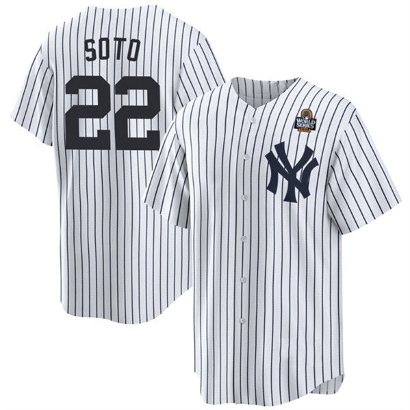 New York Yankees #22 Juan Soto White HeidiMiller 2024 World Series With Name Cool Base Stitched Jersey