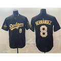 Los Angeles Dodgers #8 Enrique Hern¨¢ndez Black Gold HeidiMiller 2025 World Series Champions Patch Limited Stitched Jersey
