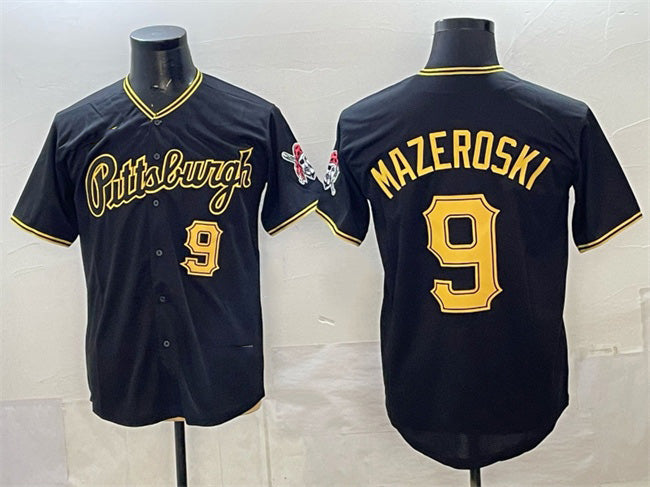 Pittsburgh Pirates #9 Bill Mazeroski Black HeidiMiller Limited Stitched Jersey