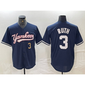 New York Yankees #3 Babe Ruth Number Navy HeidiMiller Cool Base Stitched Jersey