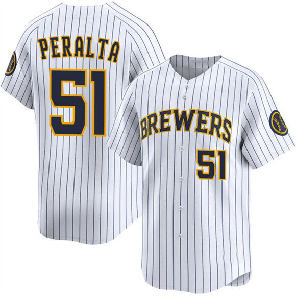 Milwaukee Brewers #51 Freddy Peralta White HeidiMiller Alternate Limited Stitched Jersey