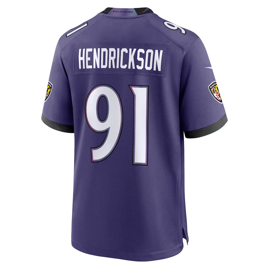 B.Ravens #91 Trey Hendrickson Purple HeidiMiller Team Game Jersey