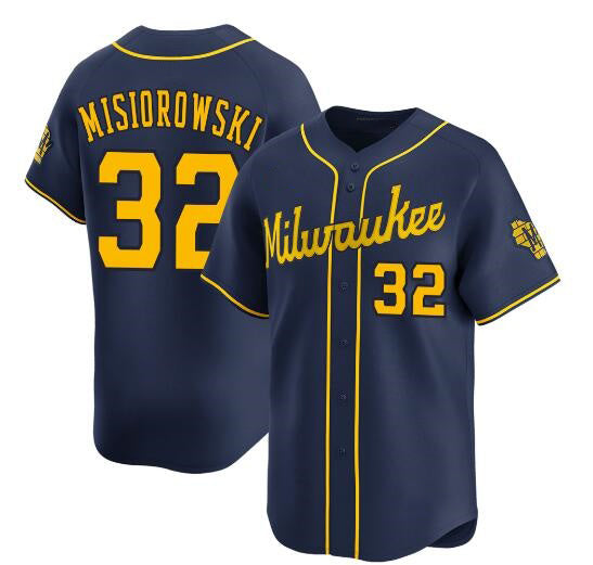Milwaukee Brewers #32 Jacob Misiorowski Navy HeidiMiller Alternate Limited Stitched Jersey