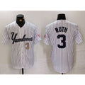 New York Yankees #3 Babe Ruth White HeidiMiller Pinstripe Fashion Cool Base Jerseys 2