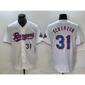 Texas Rangers #31 Max Scherzer Number White HeidiMiller 2023 World Series Champions Cool Base Jerseys
