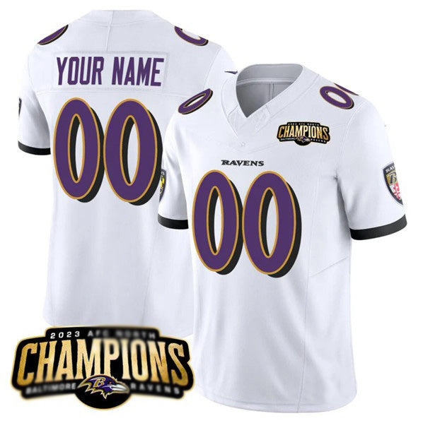 Custom B.Ravens Active Player White HeidiMiller 2023 F.U.S.E. AFC North Champions Vapor Limited Stitched Jersey