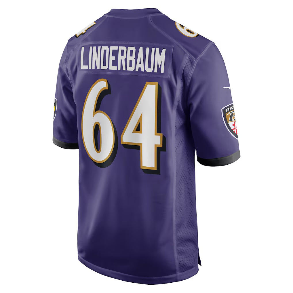 B.Ravens #64 Tyler Linderbaum Purple HeidiMiller Player Game Jersey
