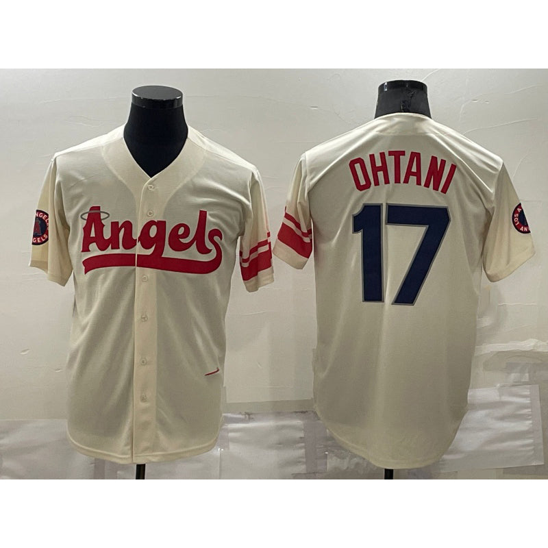 Los Angeles Angels #17 Shohei Ohtani Cream HeidiMiller 2022 City Connect Cool Base Stitched Jersey