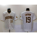 San Diego Padres #19 Tony Gwynn White HeidiMiller Team Logo Stitched Cool Base Jerseys