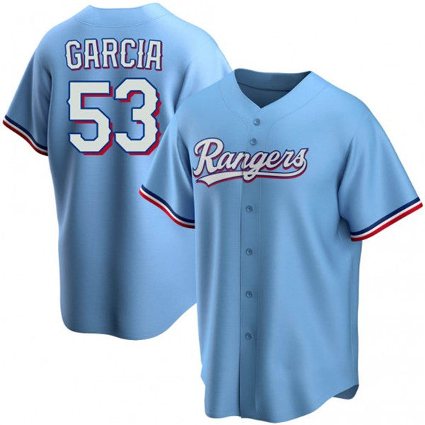 Texas Rangers #53 Adolis Garcia Light Blue HeidiMiller Cool Base Stitched Jersey