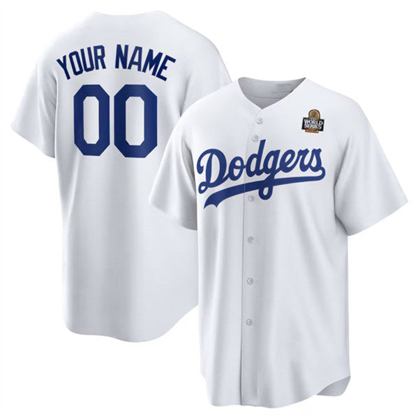 Custom Los Angeles Dodgers Active Player White HeidiMiller 2024 World Series Cool Base Stitched Jersey