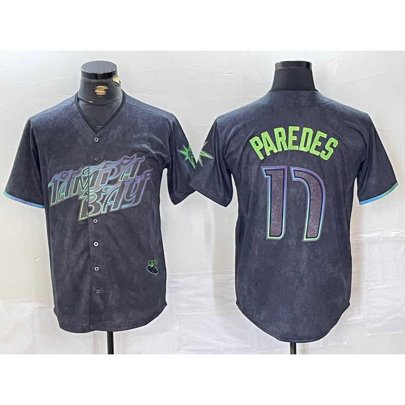 Tampa Bay Rays #17 Isaac Paredes Charcoal HeidiMiller 2024 City Connect Limited Cool Base Jersey