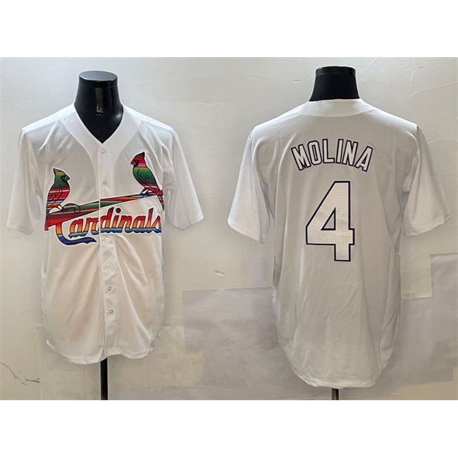 St. Louis Cardinals #4 Yadier Molina White HeidiMiller Cool Base Stitched Jersey