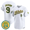 Oakland Athletics #9 Reggie Jackson White HeidiMiller 2024 Home Limited With Rickey Henderson Patch Stitched Jersey