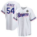 Texas Rangers #54 Mart¨ªn P¨¦rez White HeidiMiller 2023 World Series Stitched Jersey