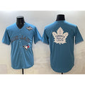 Toronto Blue Jays & Leafs Blue HeidiMiller 2025 World Series With White Leafs Logo Cool Base Stitched Jersey