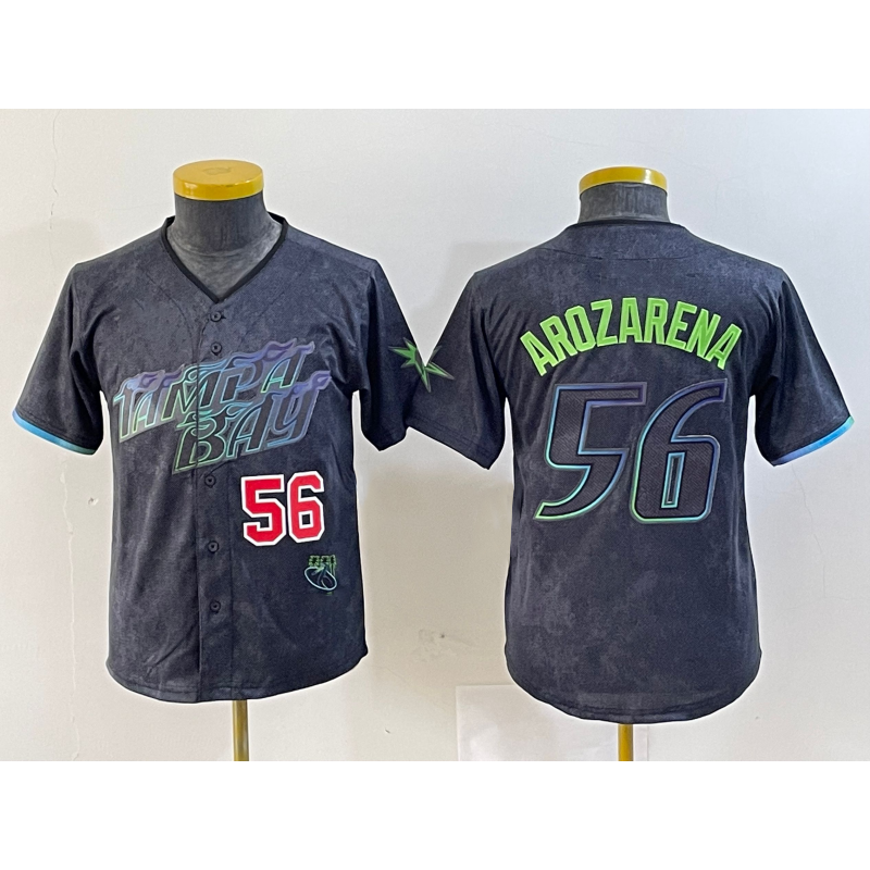 Tampa Bay Rays #56 Randy Arozarena Number Charcoal HeidiMiller 2024 City Connect Limited Stitched Jerseys