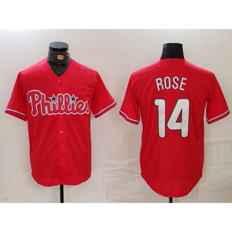 Philadelphia Phillies #14 Pete Rose Red HeidiMiller Cool Base Stitched Jersey