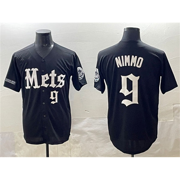 New York Mets #9 Brandon Nimmo Black HeidiMiller 'Gotham Gothic Edition' Vapor Premier Limited Stitched Jersey