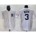 New York Yankees #3 Babe Ruth Name White HeidiMiller With Patch 2024 Cool Base Stitched Jersey