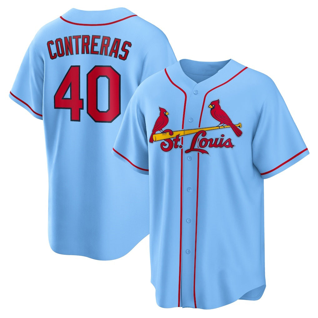 St. Louis Cardinals #40 Willson Contreras Light Blue HeidiMiller Alternate Replica Jersey