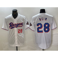 Texas Rangers #28 Jonah Heim Number White HeidiMiller 2023 World Series Champions Cool Base Jersey 2