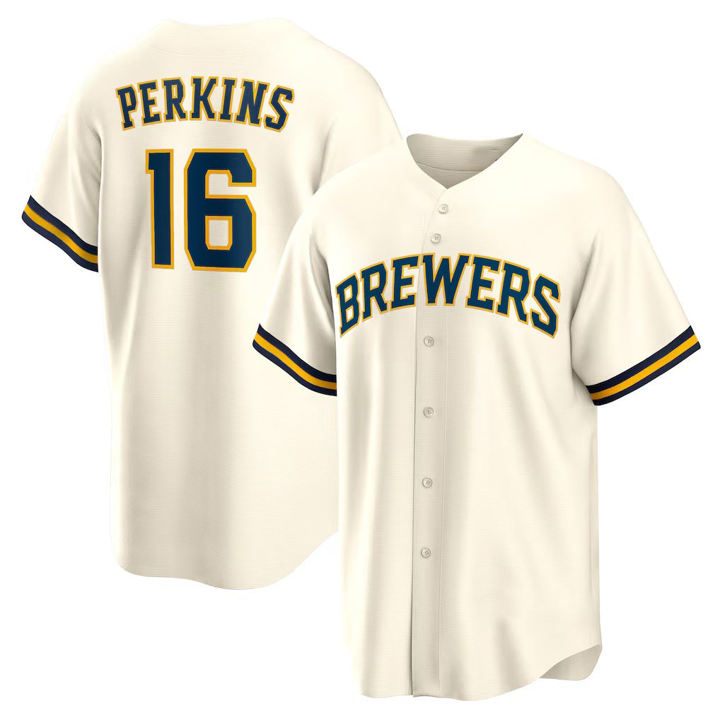 Milwaukee Brewers #16 Blake Perkins Cream HeidiMiller Home Replica Jersey