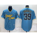 Milwaukee Brewers #39 Corbin Burnes Blue HeidiMiller 2022 City Connect Cool Base Stitched Jersey