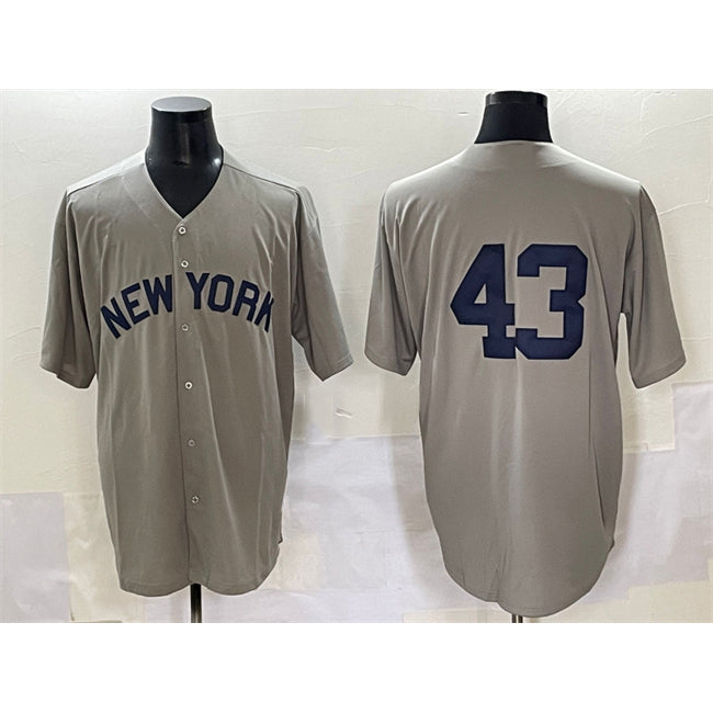 New York Yankees #43 Jonathan Lo¨¢isiga Gray HeidiMiller Cool Base Stitched Jersey
