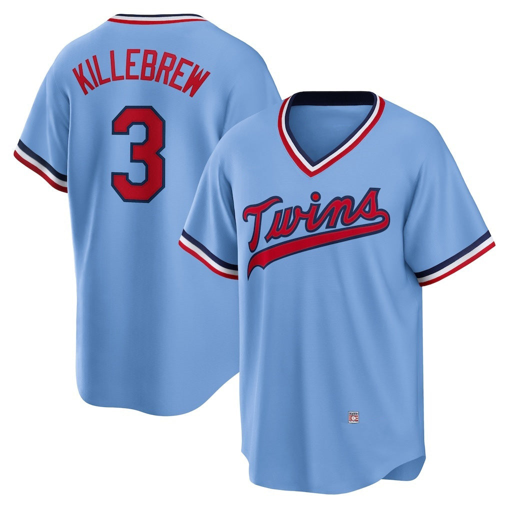 Minnesota Twins #3 Harmon Killebrew Light Blue HeidiMiller Road Cooperstown Collection Player Jersey