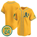 Oakland Athletics Blank Yellow HeidiMiller 2024 Limited With Rickey Henderson Patch Stitched Jersey