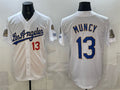 Los Angeles Dodgers #13 Max Muncy White HeidiMiller 2026 Gold Collection 9x & B2B Champs Patch Stitched Jersey