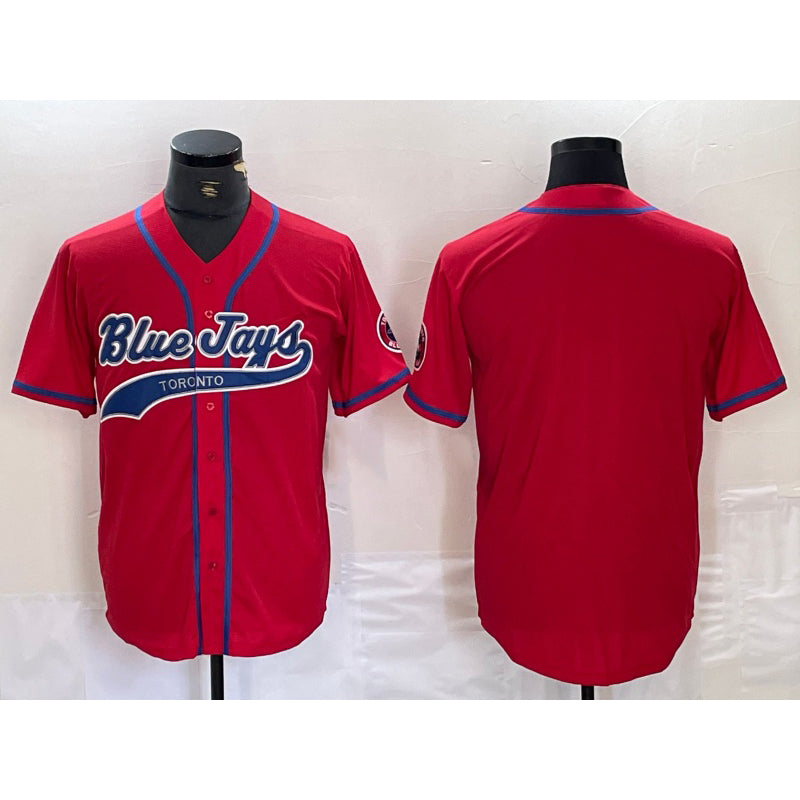 Toronto Blue Jays Blank Red HeidiMiller Cool Base Stitched Jersey