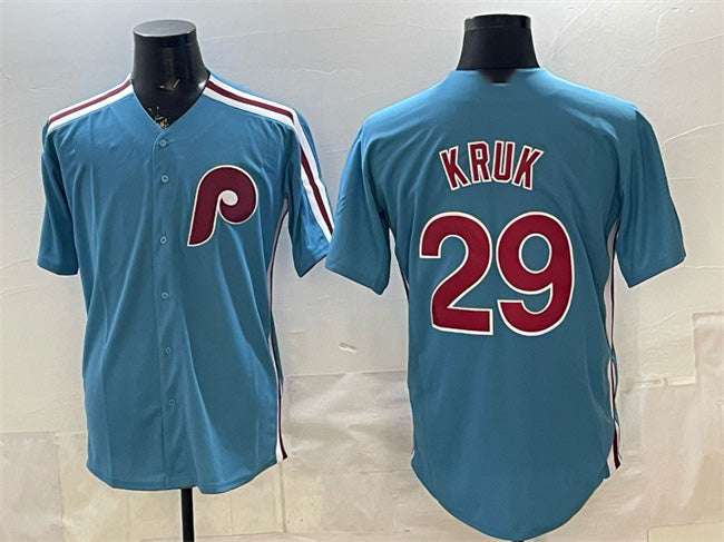 Philadelphia Phillies #29 John Kruk Blue HeidiMiller Cool Base Stitched Jersey