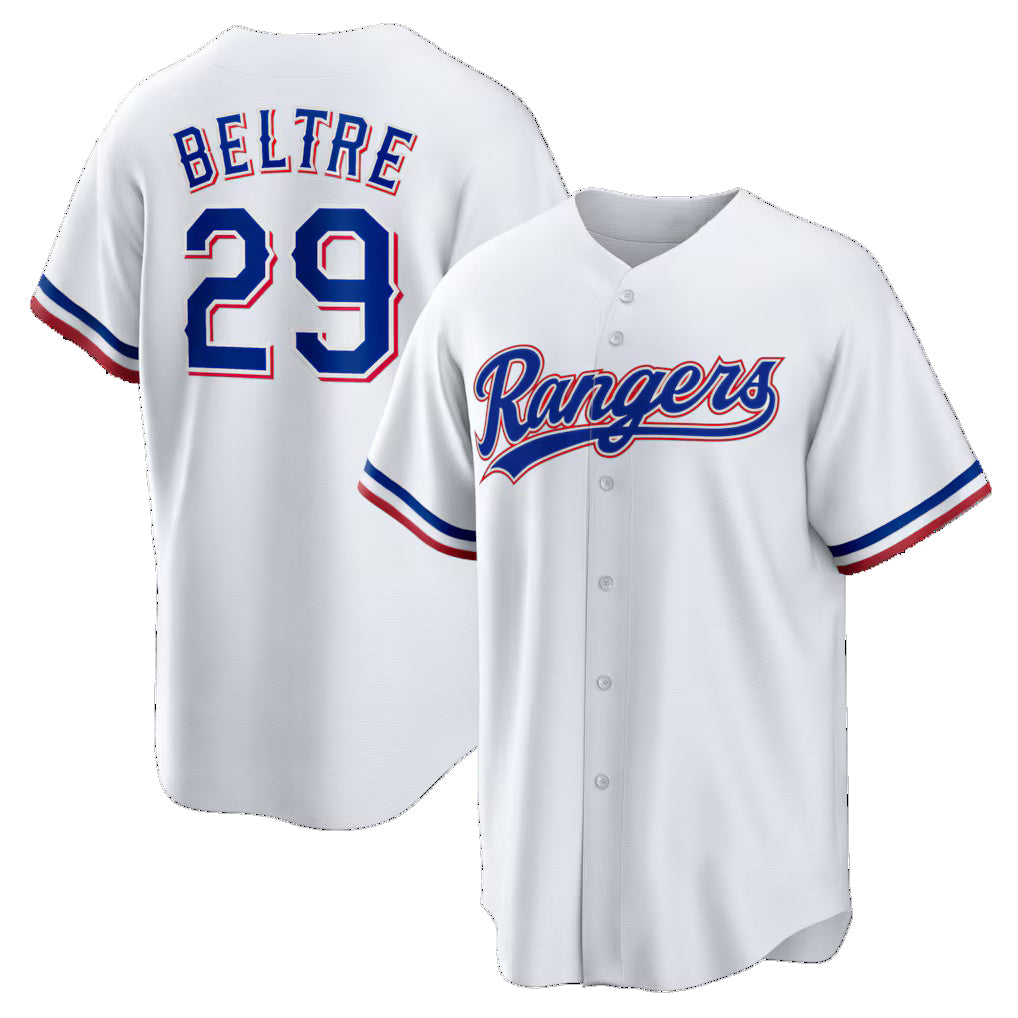 Texas Rangers #29 Adrian Beltre White HeidiMiller Home Retired Player Replica Jersey