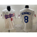 Los Angeles Dodgers #8 Enrique Hern¨¢ndez White HeidiMiller With American Flag Patch Limited Stitched Jersey