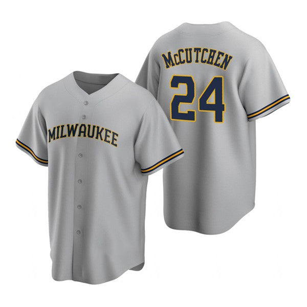 Milwaukee Brewers #24 Andrew McCutchen Gray HeidiMiller Cool Base Stitched Jersey