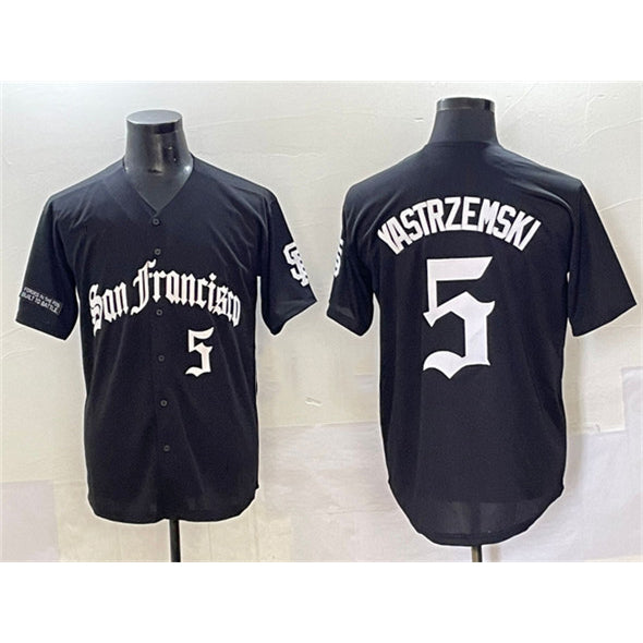 San Francisco Giants #5 Mike Yastrzemski Black HeidiMiller 'Gothic Fog Edition' Vapor Premier Limited Stitched Jersey