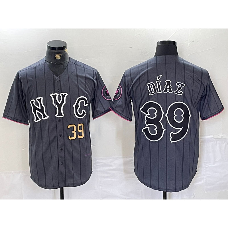 New York Mets #39 Edwin Diaz Gray HeidiMiller 2024 City Connect Cool Base Jersey 3
