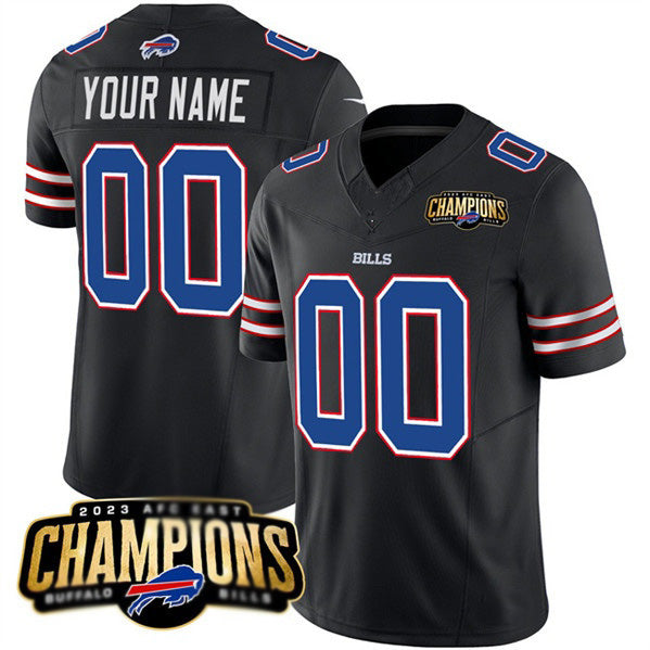 Custom B.Bills Active Player Black HeidiMiller 2023 F.U.S.E. AFC East Champions Ptach Stitched Jersey