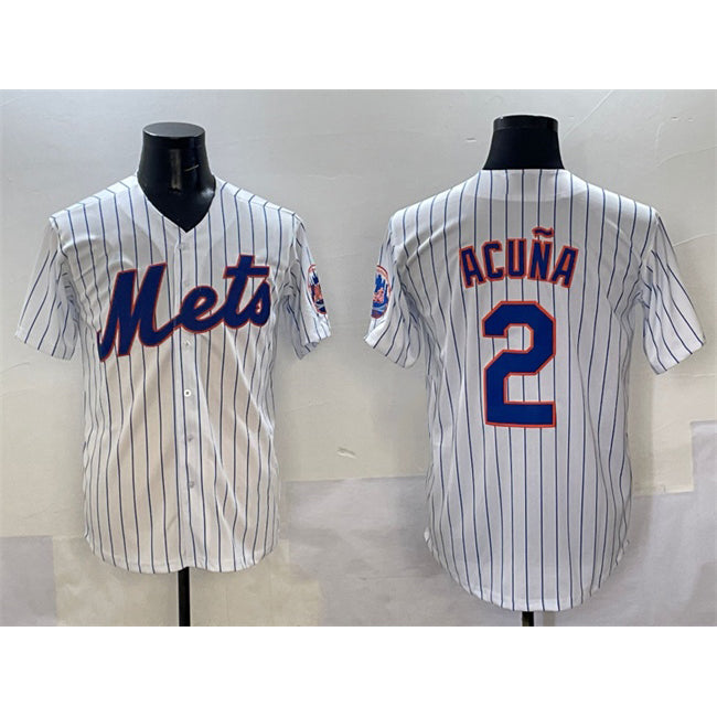 New York Mets #2 Luisangel Acuna White HeidiMiller Cool Base Stitched Jersey