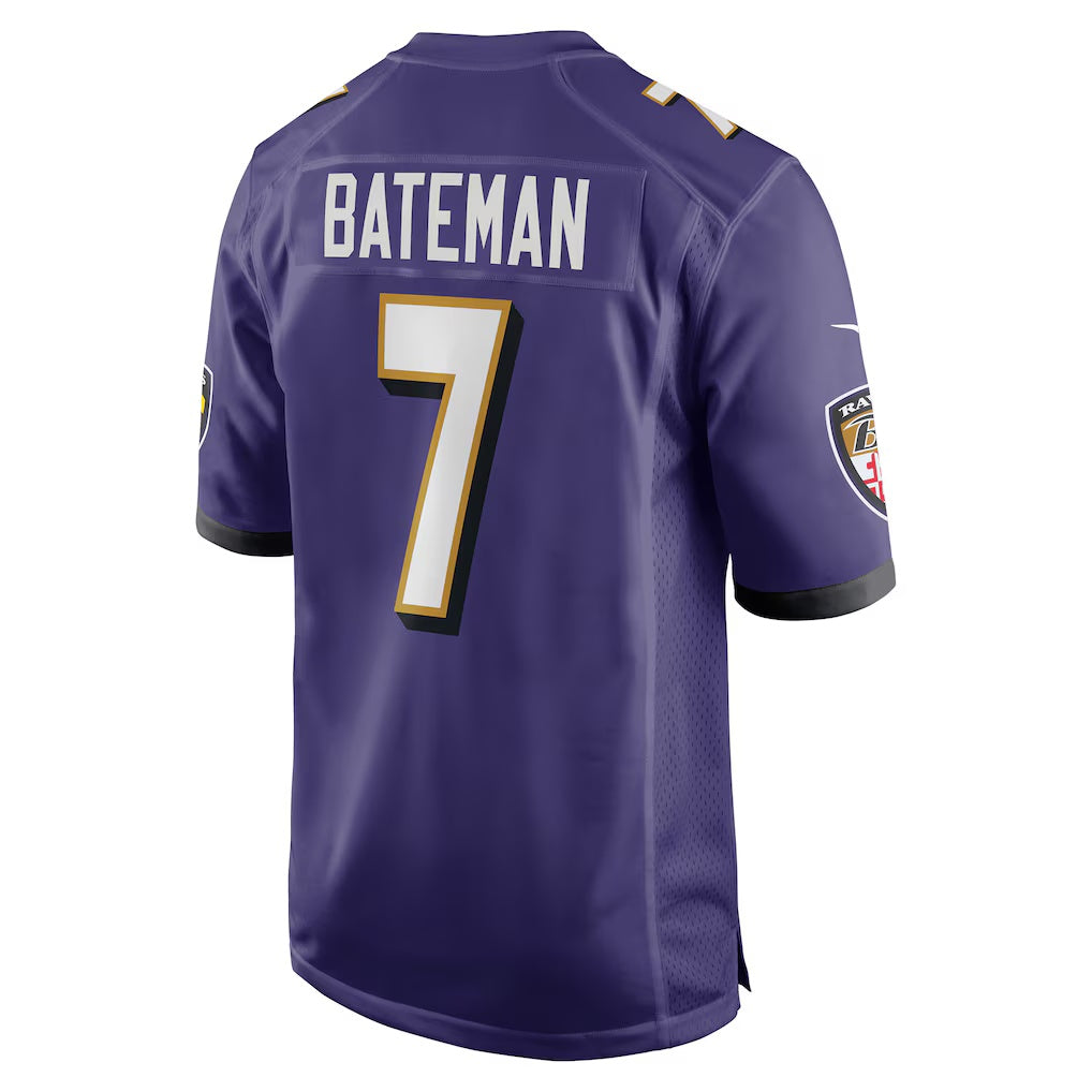 B.Ravens #7 Rashod Bateman Purple HeidiMiller Game Player Jersey