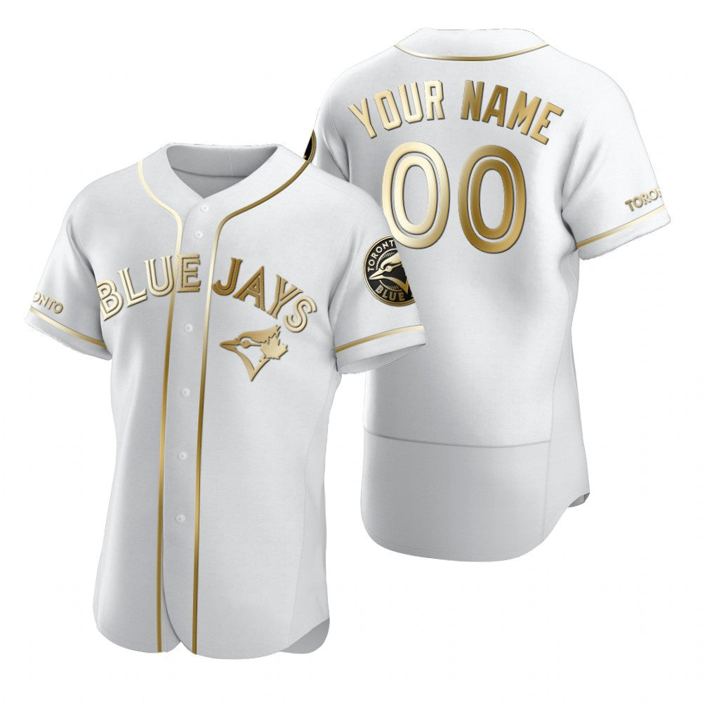Custom Toronto Blue Jays White HeidiMiller Stitched Flex Base Golden Edition Jersey