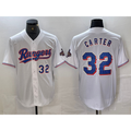 Texas Rangers #32 Evan Carter Number White HeidiMiller 2023 World Series Champions Cool Base Jerseys